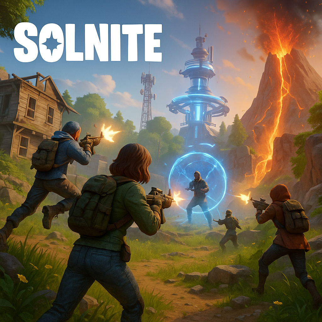 Solnite in-game action screenshot showing dynamic environments and player avatars