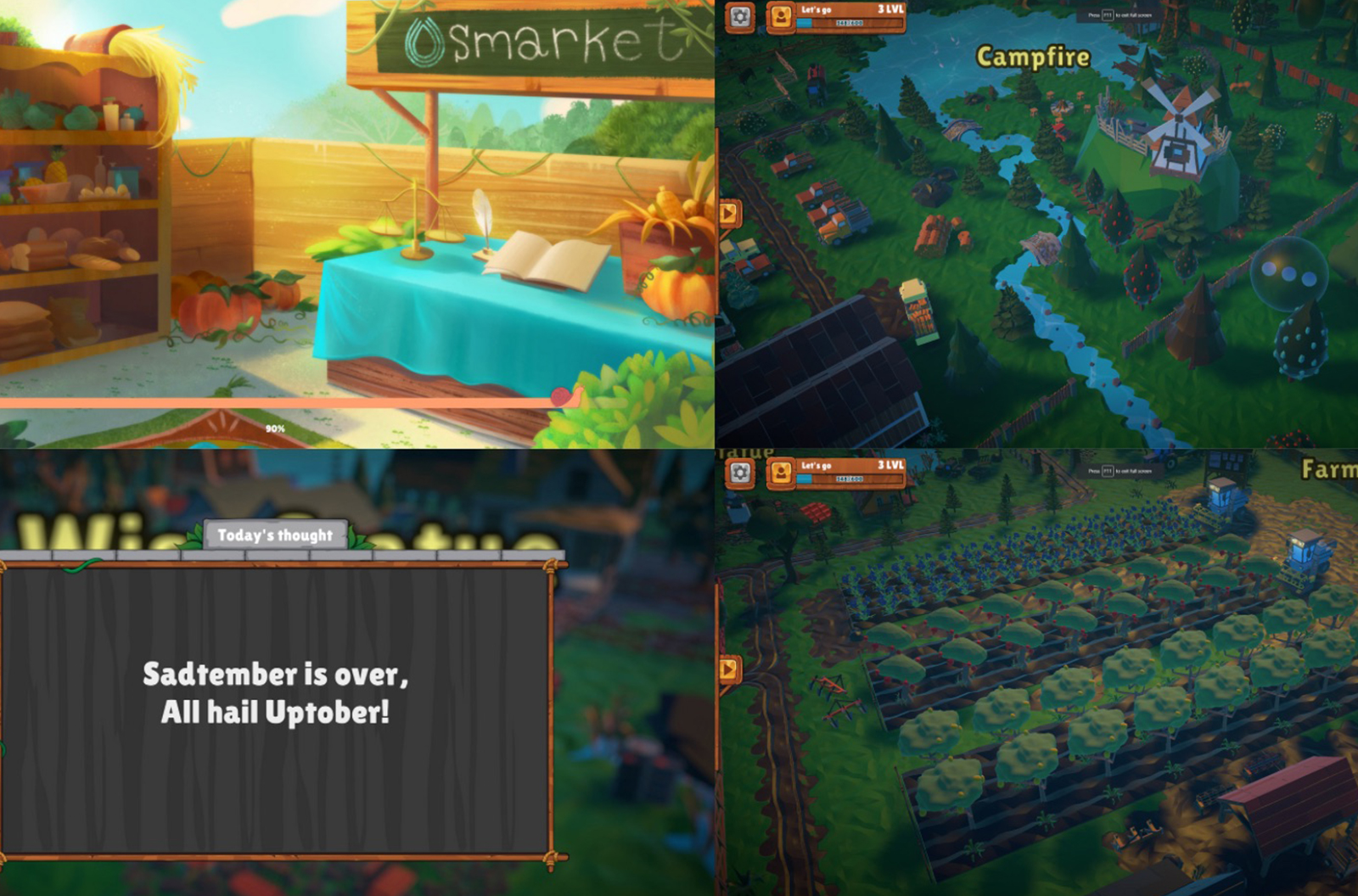 Vibrant DeFi Land farming sim gameplay screenshot on Solana mobile with SOL reward pots and leaderboard