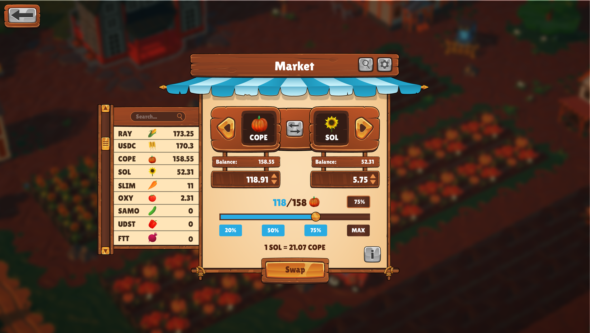 DeFi Land Solana farming game screenshot