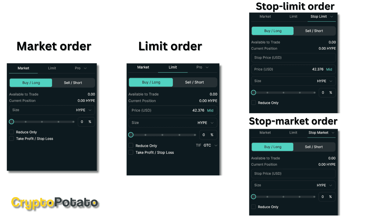 Hyperliquid perpetual markets trading interface