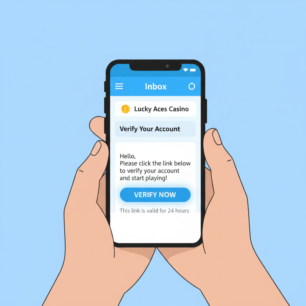 person checking email on phone with verification link from casino