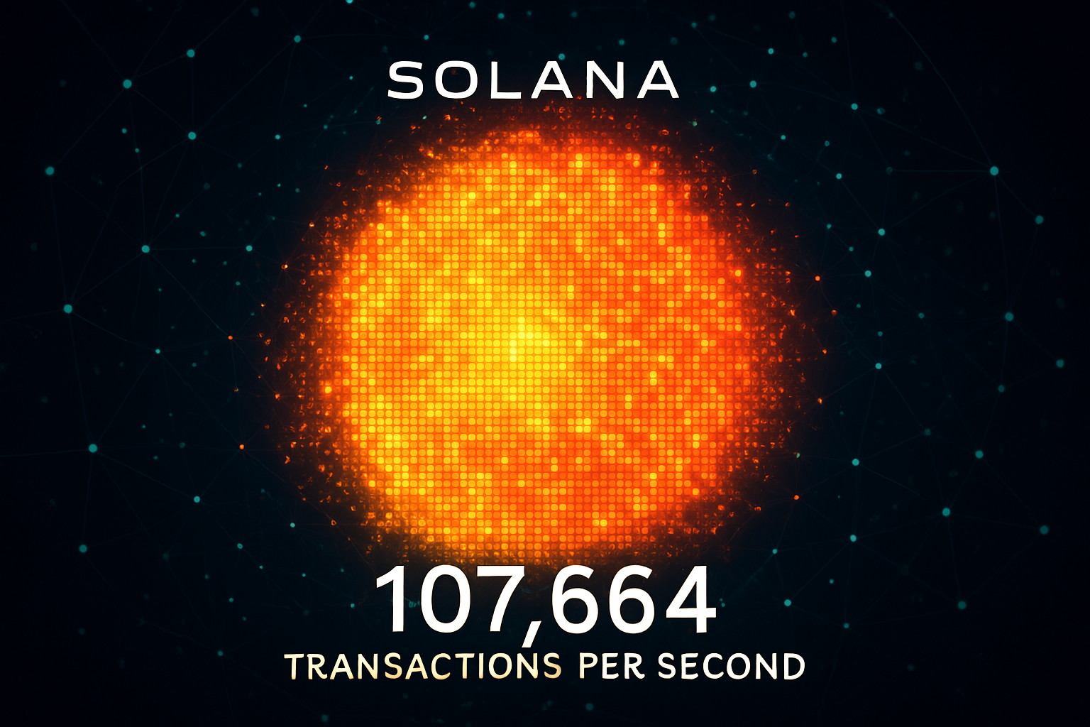 Solana network activity heatmap visualizing record 107,664 transactions per second block on mainnet