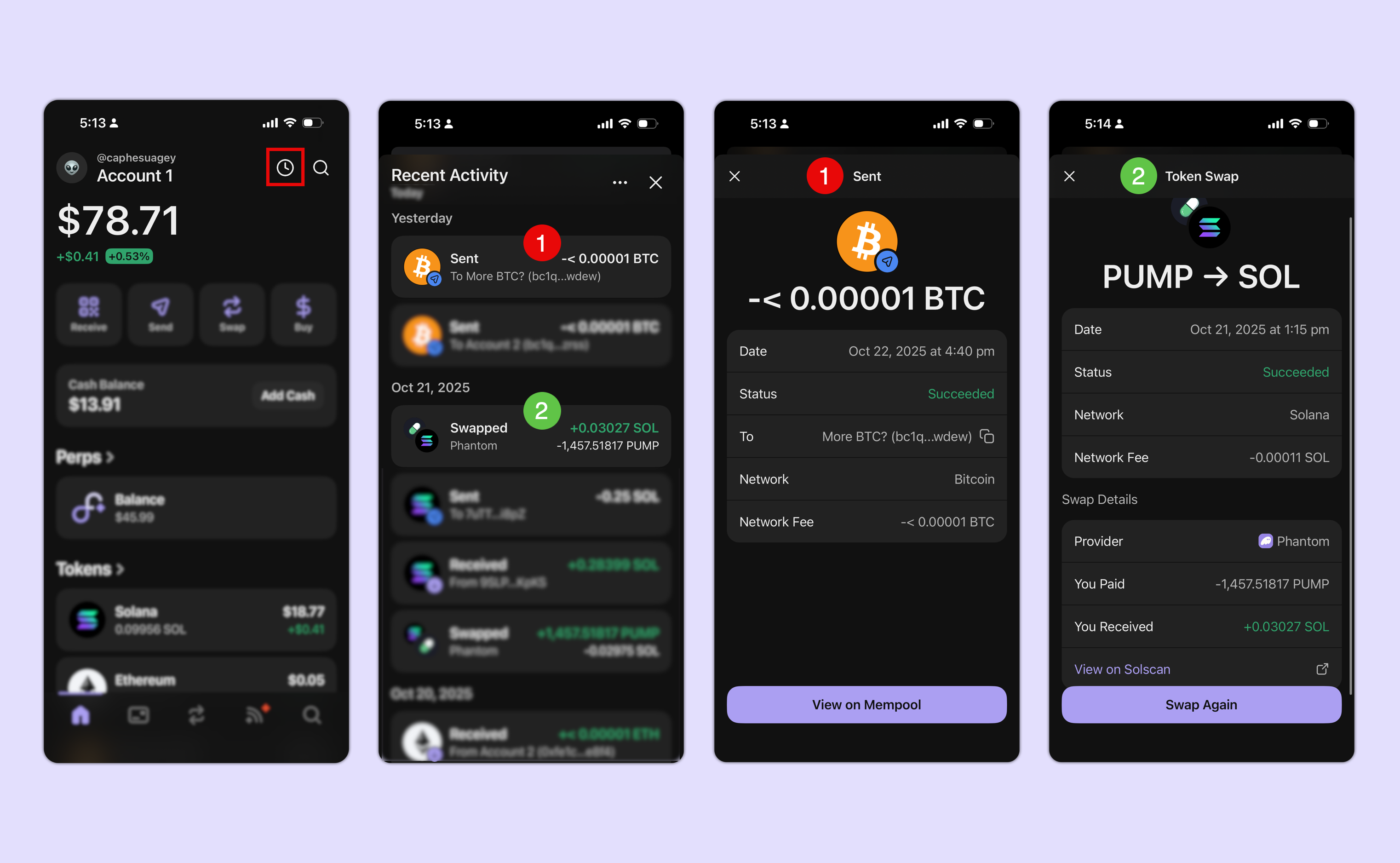 Phantom wallet app screenshot Solana