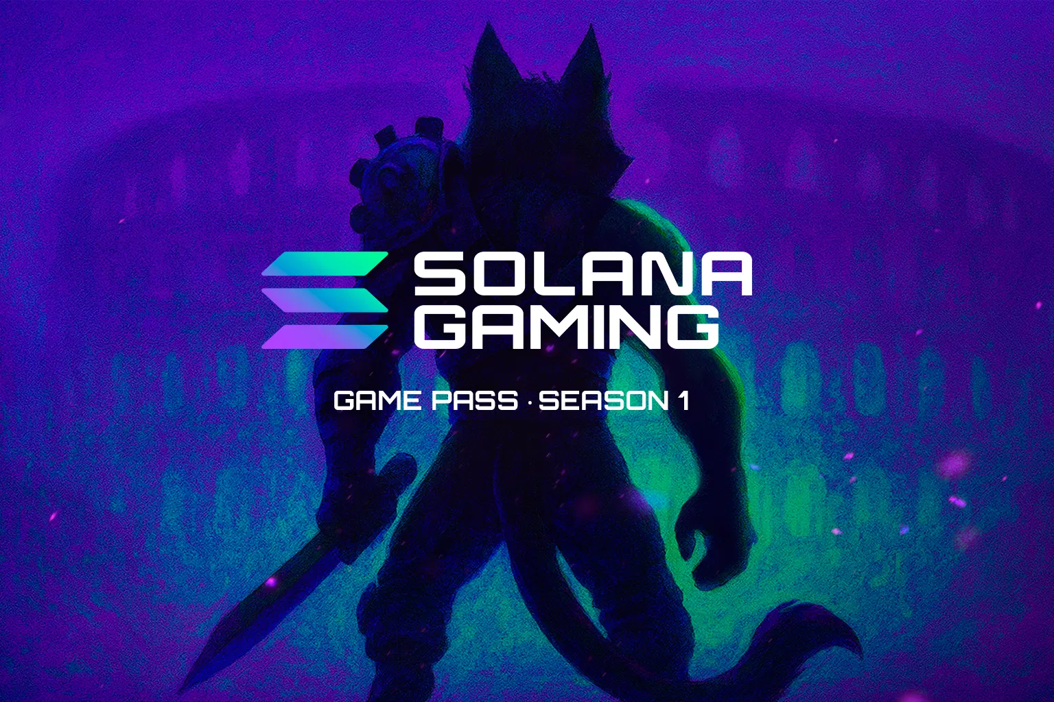 Solana Game Pass Season 1 NFT pack artwork on Magic Eden showcasing collectible cards and prizes for Solana gaming rewards