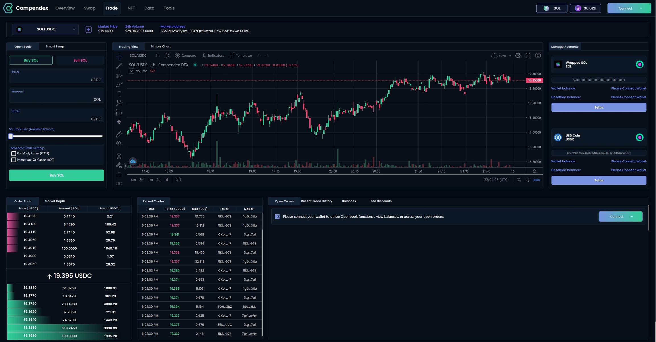 Solana DeFi on-chain order book interface